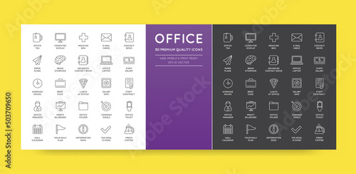 Two Palette High Qulaity Office Outline Icons Set