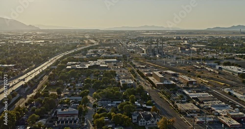 Wallpaper Mural Salt Lake City Utah Aerial v26 fly around poplar grove neighborhood capturing power station and facility at industrial area and airport on a hazy day - Shot with Inspire 2, X7 camera - October 2021 Torontodigital.ca