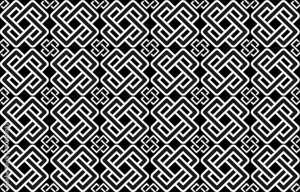 hand drawn color geometric ornament on black repetitive background. ethnic motif. vector seamless pattern. fabric swatch. wrapping paper. continuous print. design template for home decor, textile
