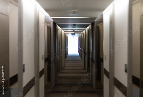white corridor in the hotel