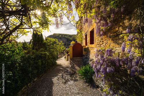 Fotografía The streets of Fort de La Roque-Gageac in La Roque-Gageac near Verzac in a southwest France during the spring time