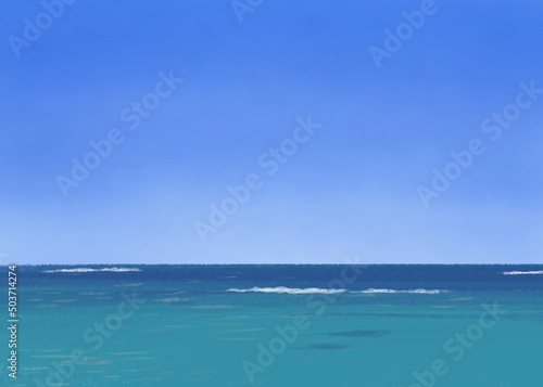 Fototapeta Naklejka Na Ścianę i Meble -  青空と海の背景イラスト