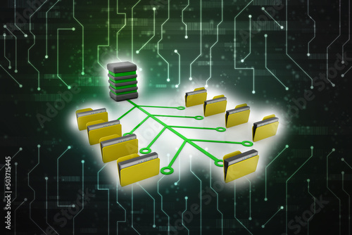 3d illustration of Data sharing concept