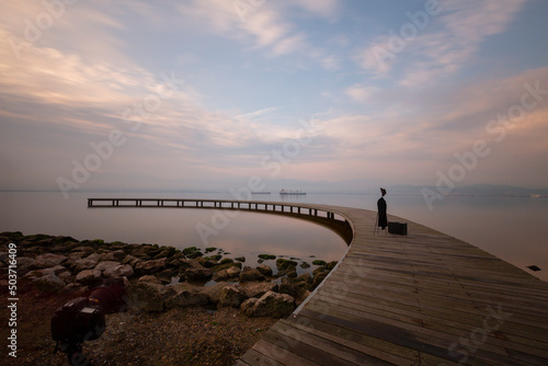 Sekapark, Izmit, Kocaeli. Beautiful natural park on seacoast. Sunset sea view in Turkey photo