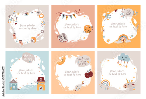 Set of frames for kids photos, templates