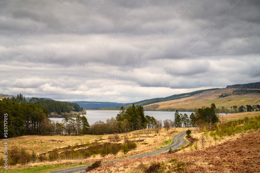 Catcleugh Reservoir from Whitelee Moor, in the borderlands section of the Northumberland 250, a scenic road trip though Northumberland with many places of interest along the route