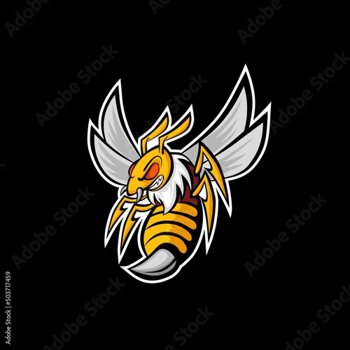 Hornet logo for game team esport. Wasp Mascot concept illustration vector. Suitable for Creative Industry, Multimedia,.  © Arif_Vector