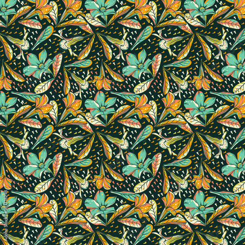 colorful floral abstract seamless pattern, contemporary pattern for textile.