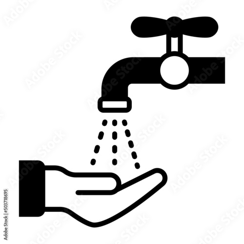 Wadu or water tap with human hand Vector Icon Design, Eid al-Adha or Eid-ul-Kabir Symbol, Hajj Sign, Muslims religious Festival Stock illustration, Ablution Concept