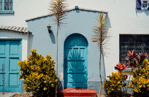 Beautiful wooden doors in the Miraflores area of Lima. photo