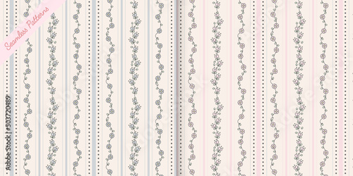 Two seamless patterns floral set
