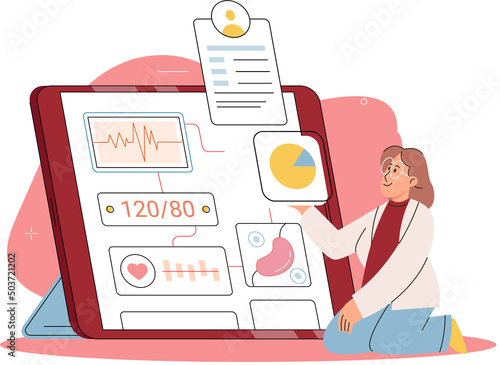 Online medical consultation and support metaphor. Online doctor. Healthcare services, Ask doctor. Tele medicine e-health service. Therapist videocalling phone screen. Diagnosis treatment of patients