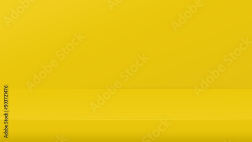 Empty tabletop on yellow background. Empty shelf for your product placement. Vector illustration