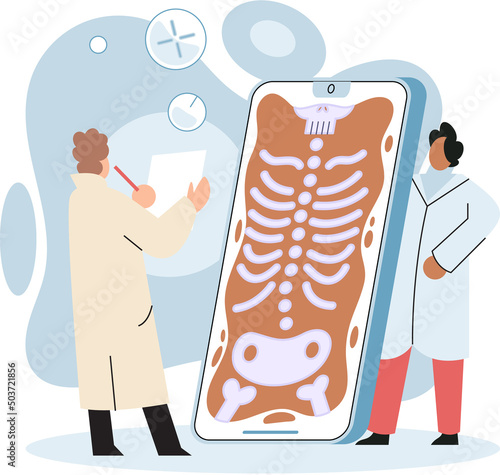 Online medical consultation and support metaphor. Online doctor. Healthcare services, Ask doctor. Tele medicine e-health service. Therapist videocalling phone screen. Diagnosis treatment of patients