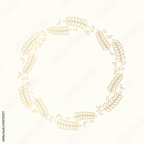 golden wheat ears wreath - vector illustration