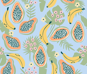 Wandcirkels Kinderkamer patronen Tropische vruchten en bananenpatroon  © Dovikuu