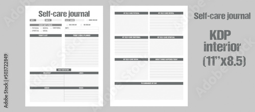 self-care journal and self care planner template