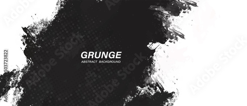 Black and white abstract grunge background with halftone style.