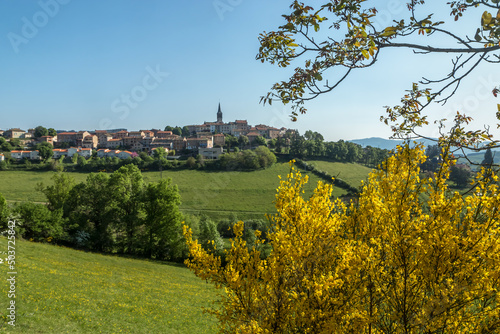Paysage de la Vallée de l' Azergues à Saint -Just d' Avray dans le Rhône au printemps photo