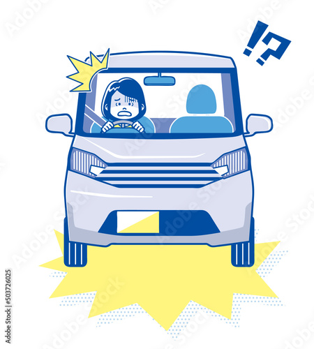 びっくりする女性運転手