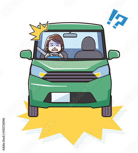 びっくりする女性運転手