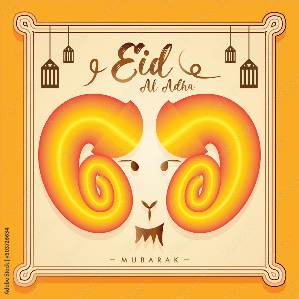 Obraz premium Eid al adha mubarak, happy eid ul adha celebration greeting wishes card vector design