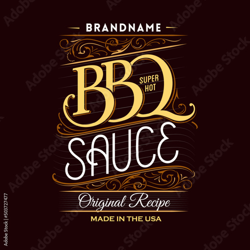 Vintage retro BBQ Sauce label