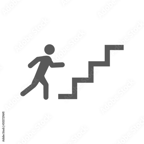 vector illustration icon of people going up the stairs symbol of the process to success, chasing the target.