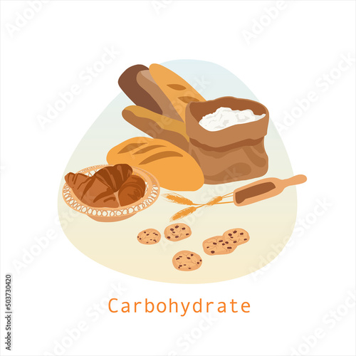 Set of Carbohydrate food