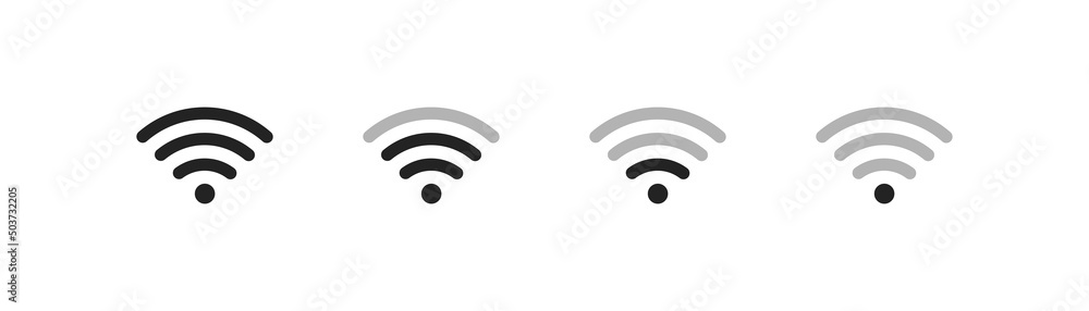 Wifi black icon. Symbol with steps of internet power. Web vector icon for use in any purpose. Wifi black icon. Symbol with steps of internet power. Web vector icon for use in any purpose.