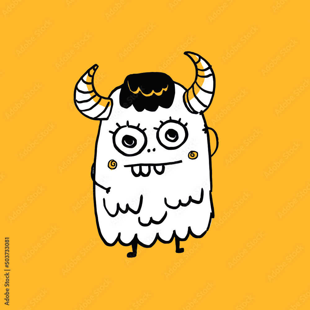 Naklejka premium illustration of a monster on yellow background. kids cute illustration