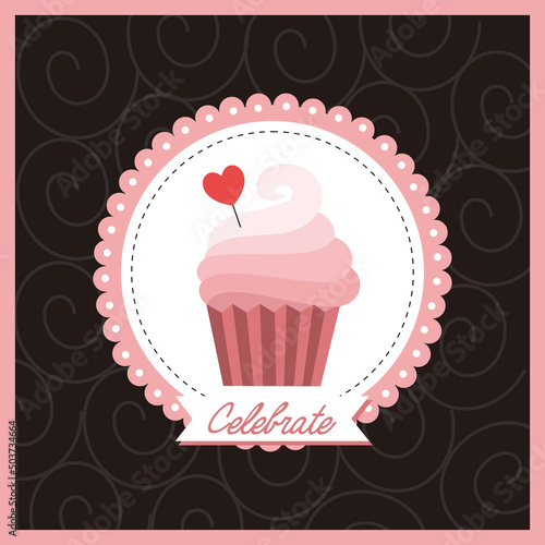 Birthday card with cupcake and cherry