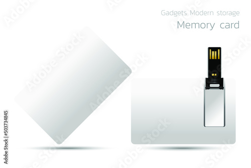 USB flash card empty template for corporate identity with flat color style.