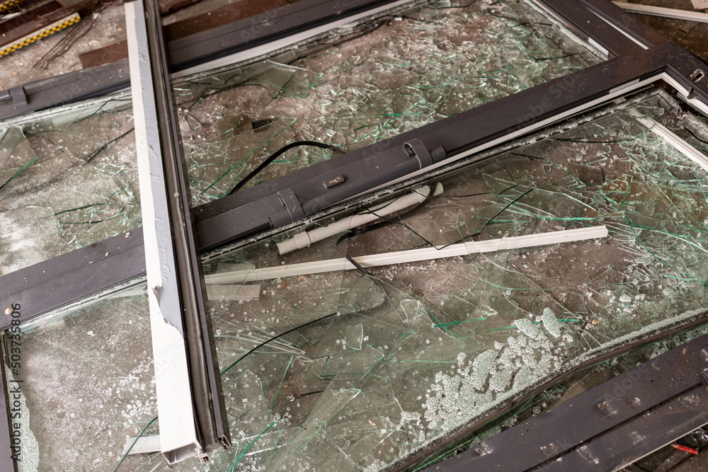 Fototapeta premium Photography to theme war destroyed Ukraine it russian troops