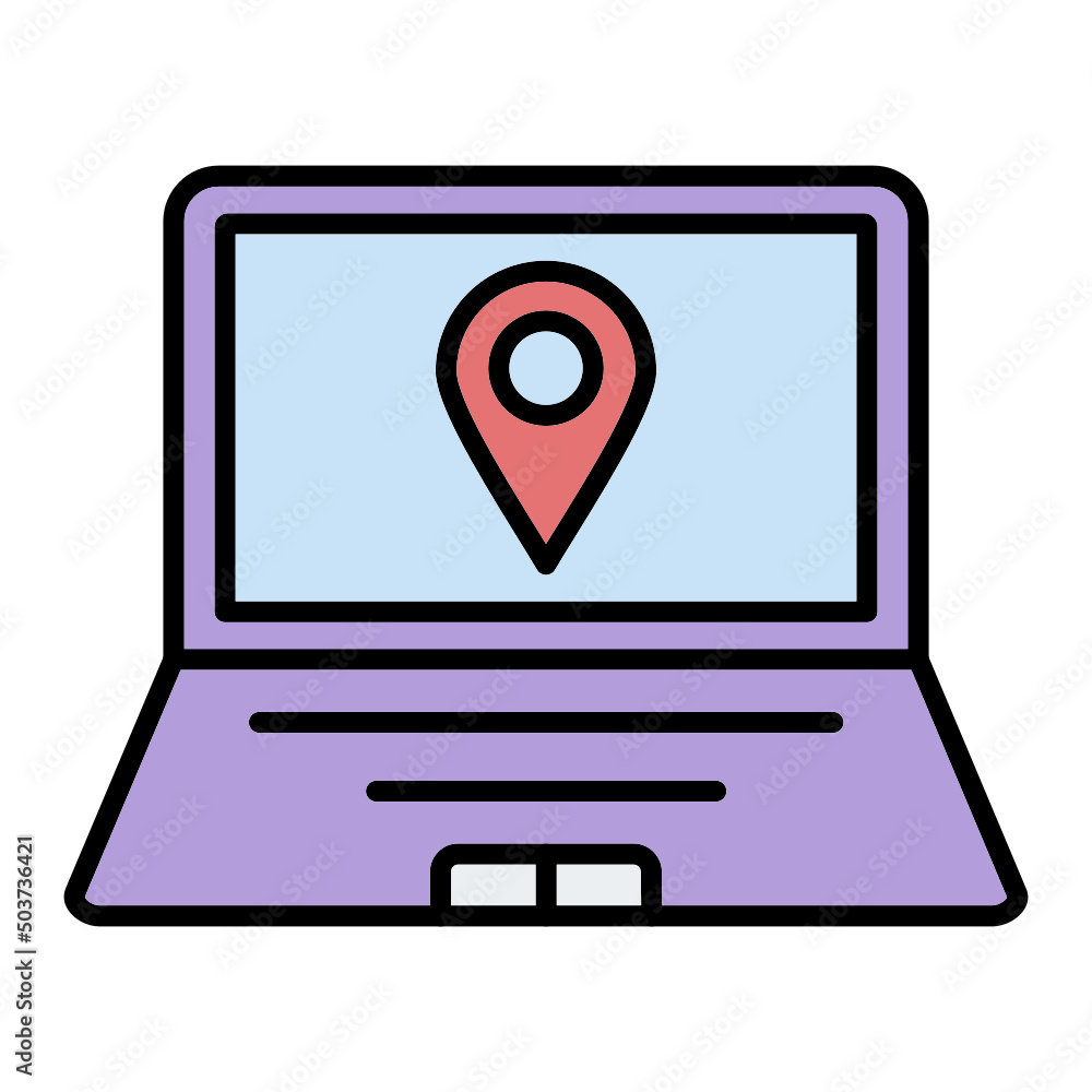 Laptop Map Icon Laptop Map Icon