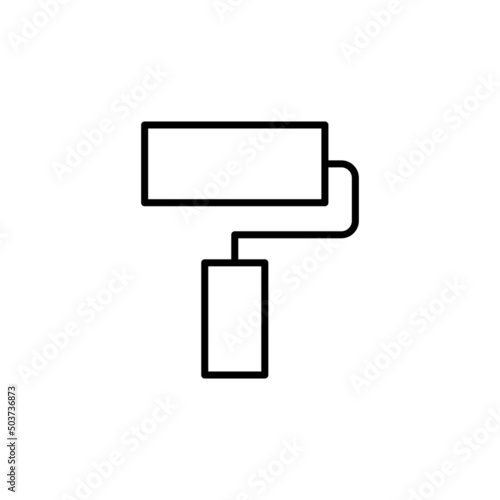 Simple paint roller black icon. Tool for repair and construction. Repair and decoration, finishing facilities. Outline symbol for: illustration, infographic, app, web design, dev, ui. Vector EPS 10