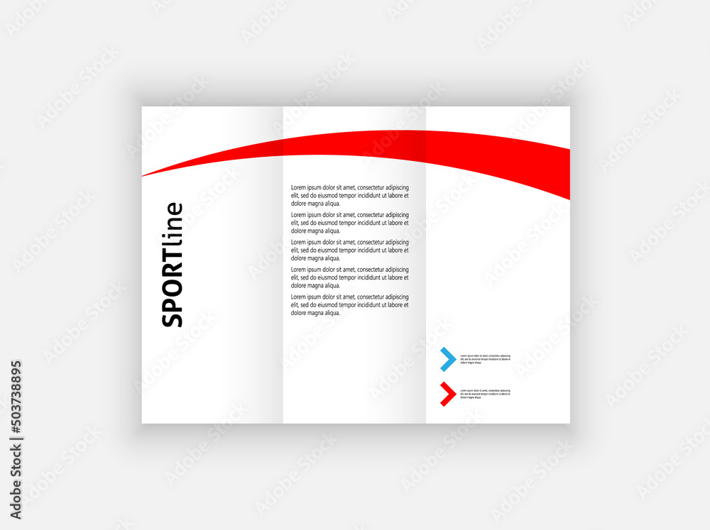 white fold brochure with red line