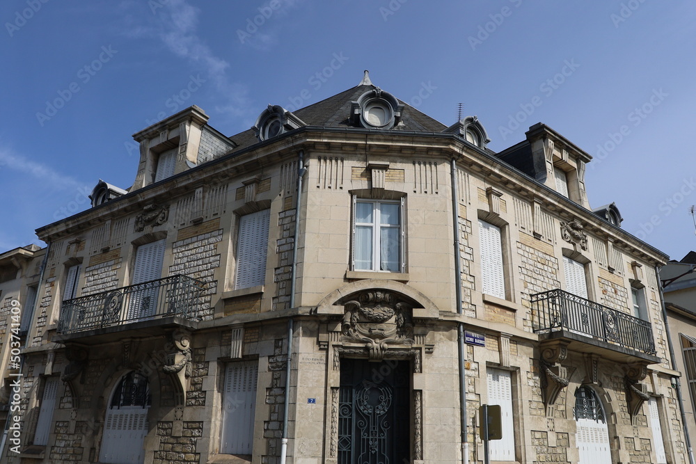 Maison typique, vue de l'extérieur, ville de Châteauroux, département de l'Indre, France