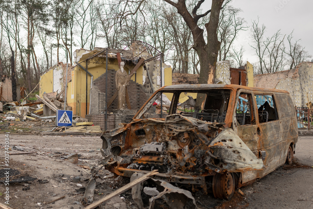 Photography to theme war destroyed Ukraine it russian troops Photography to theme war destroyed Ukraine it russian troops