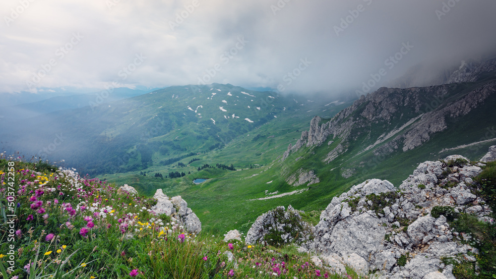 Mountain valley on a gloomy day