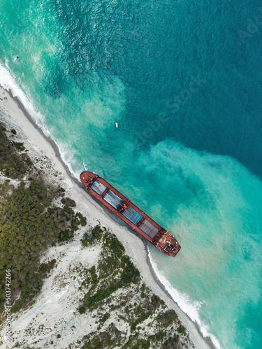 Cargo ship ran aground photo