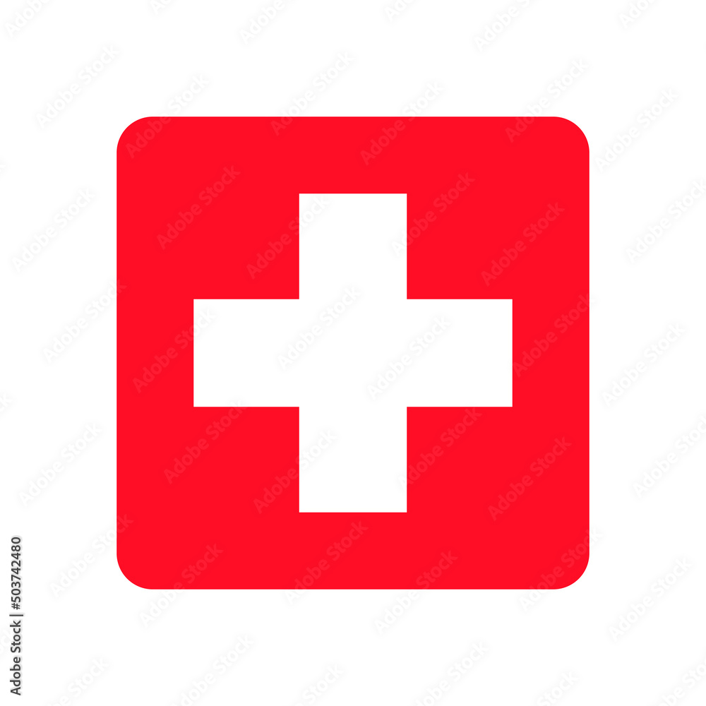 White cross on a red background. White cross on a red background.