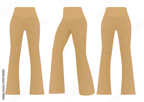 Brown  flared loose pants. vector