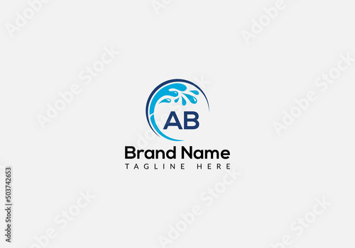 Maid Cleaning Logo On Letter AB. Clean House Sign, Fresh Clean Logo Cleaning Brush and Water Drop Concept Template