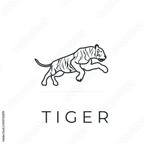 Black and white tiger vector illustration logo