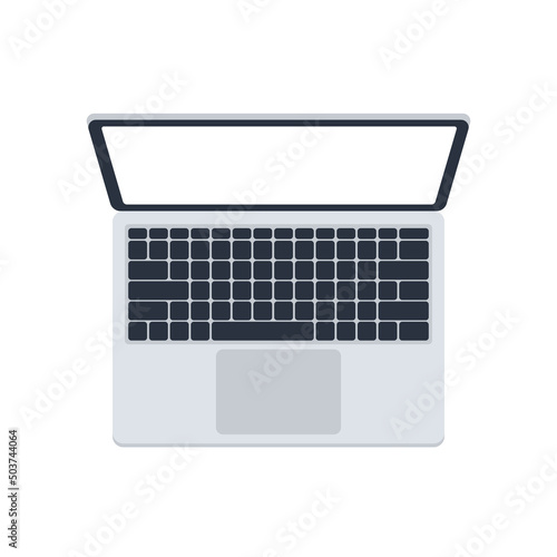 Laptop top view, isolated on white background. High quality vector illustration..