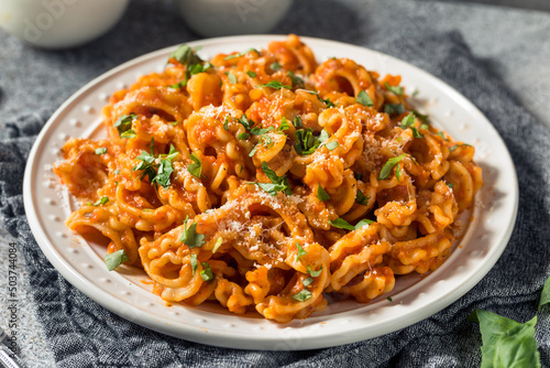 Homemade Italian Cascatelli Pasta with Tomato Sauce