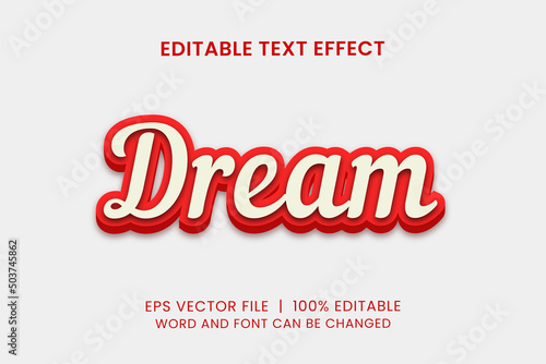 Red dream realistic template editable text effect