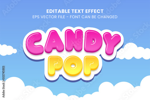 editable text effect with 3d candy pop fun kids style