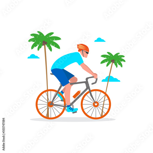 Vector illustration of a man with a bicycle